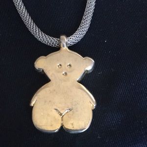 Teddy Bear Silver & Gold Necklace